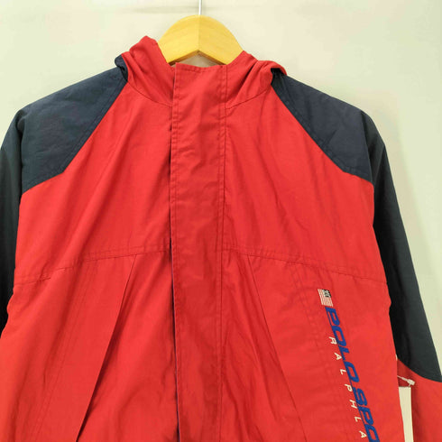 ポロスポーツラルフローレン POLO SPORT RALPH LAUREN 90S ナイガイ期 裏地フリース 縦ロゴ 刺繍 八の字ジップ マウンテン パーカー ジャケット メンズ  170